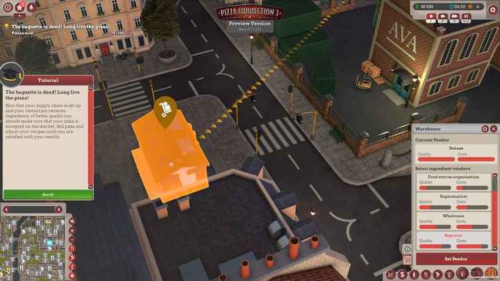 The new objective is to sell 100 pizza units - City of love | Main missions in Pizza Connection 3 - Main missions - Pizza Connection 3 Game Guide