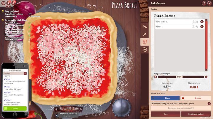 Another recipe is called Pizza Brexit - Black pudding instead of pizza! | Main missions in Pizza Connection 3 - Main missions - Pizza Connection 3 Game Guide