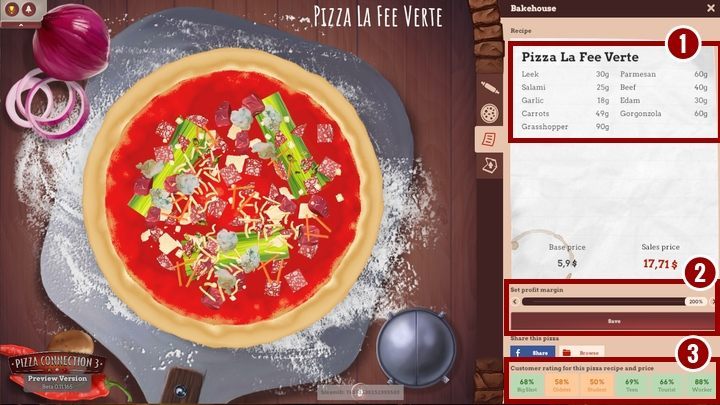 Next, you can save your pizza - Creating a pizza and menu | Beginners Guide - Beginners Guide - Pizza Connection 3 Game Guide