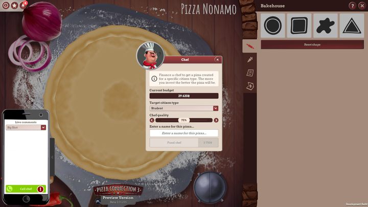 You can also hire a Chef who will come up with a recipe for you - Creating a pizza and menu | Beginners Guide - Beginners Guide - Pizza Connection 3 Game Guide