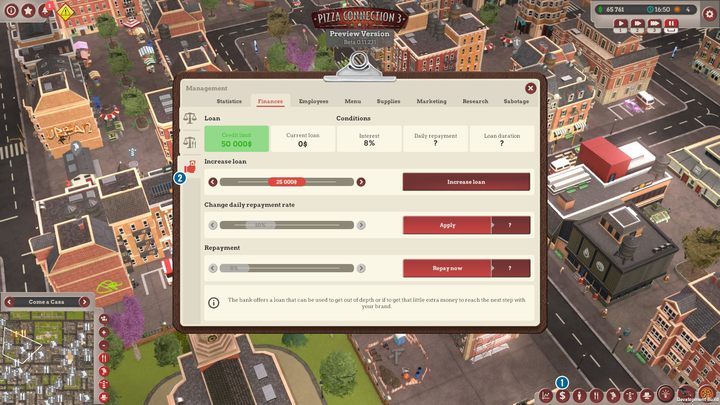 The Finances menu has one more option - Checking finances | Begginers Guide - Beginners Guide - Pizza Connection 3 Game Guide