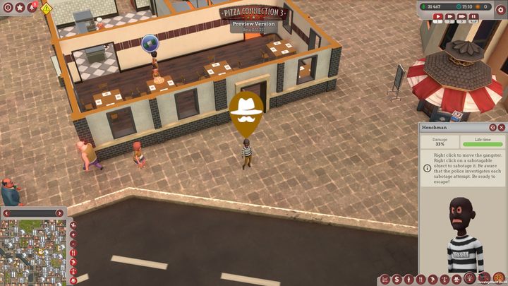 You can hire gangsters to weaken your competition by sabotaging their restaurants and destroying their advertisements - Gangsters | Begginers Guide - Beginners Guide - Pizza Connection 3 Game Guide