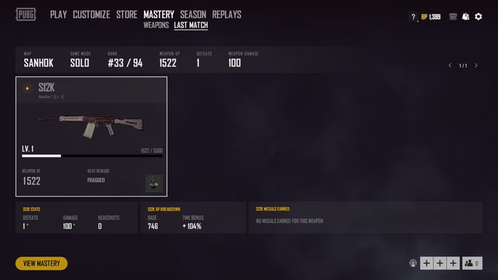 Once you reach a new level, the game will unlock a reward - Mastery in PUBG - Weapons - PUBG Guide