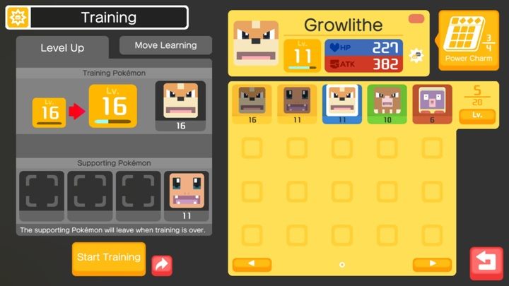 In order to Begin a training, you have to enter the training option available in the team editor - Im losing - what should I do in Pokemon Quest? - Combat - Pokemon Quest Game Guide