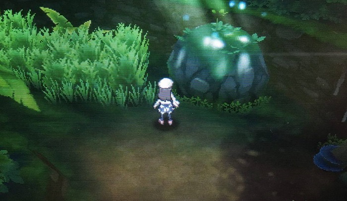 Pressing the action button by the stone will do the trick - Eevee and All Her Evolutions - Legendary and unique Pokemons - Pokemon Moon Game Guide