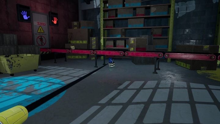 We found the green fuse under the conveyor belt, by the door with blue and red hand icons - Poppy Playtime: Red Hand - walkthrough - Chapter 1 - Poppy Playtime Guide, Walkthrough