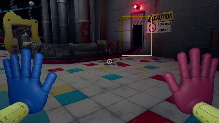 You can only run to the shaft that has just opened - Poppy Playtime: Huggy Wuggy - walkthrough - Chapter 1 - Poppy Playtime Guide, Walkthrough