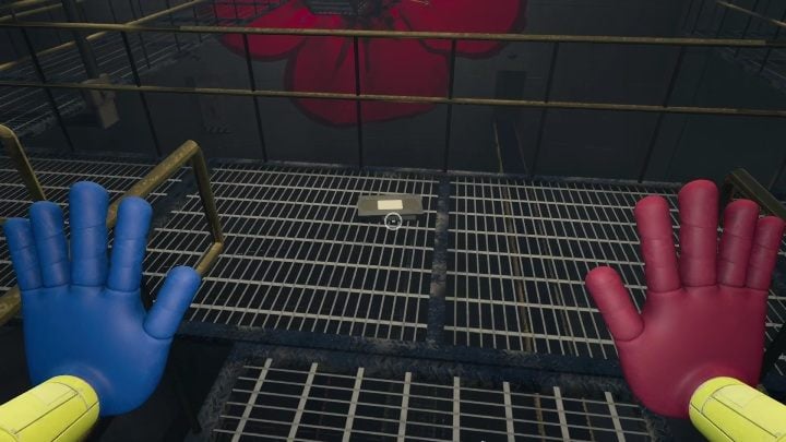 Location: Metal railing, right after escaping the monster - Poppy Playtime: Tapes Chapter 1 - list - Secrets & Finds - Poppy Playtime Guide, Walkthrough