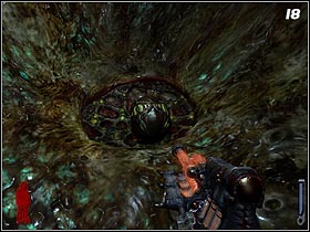 Wait for an alien egg to appear and push it into the hole (#18) - Prey 2006: Downward Spiral - Prey 2006: Walkthrough - Prey (2006) Game Guide & Walkthrough