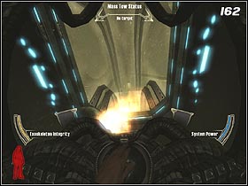 Start the shuttle (#161) and go up towards the fire-spewing pipe (#162) - Prey 2006: Guiding Fires - Prey 2006: Walkthrough - Prey (2006) Game Guide & Walkthrough
