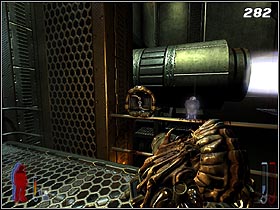 The button turned off the blue ray that would instantly kill you when touched - Prey 2006: Following Her - Prey 2006: Walkthrough - Prey (2006) Game Guide & Walkthrough