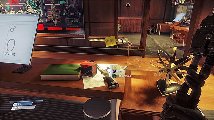 The shotgun can be found in a security station (screenshot) located on the first floor of Talos I Lobby - Shotgun - Weapons - Prey Game Guide