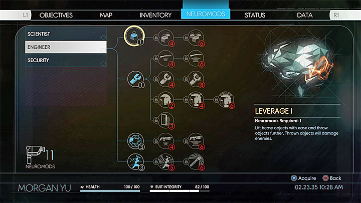 You need Leverage which is part of the Engineer tree of human abilities (the image above) - How to remove heavy obstacles in Prey? - FAQ †Frequently Asked Questions - Prey Game Guide