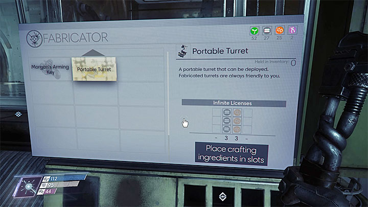 The second method is to craft turrets and this way is only for those players that dont want to lose their time for searching those objects - Shipping and Receiving | Main Story - Main Story - Walkthrough - Prey Game Guide