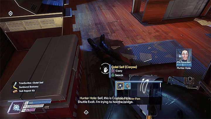Look for a Transcribe found next to the body - Shuttle Bay | Side Quests - Side Quests - Prey Game Guide