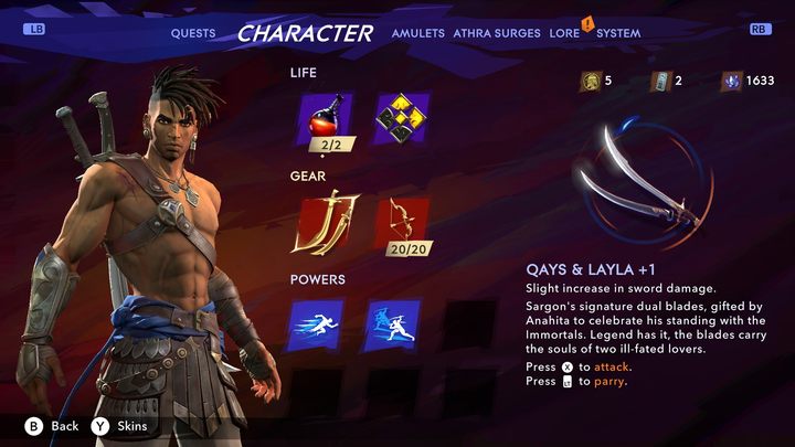 On this screen, you can view the outfits you own - Prince of Persia The Lost Crown: All outfits - Basics - Prince of Persia The Lost Crown Guide