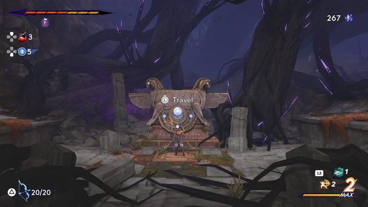 The central part of the region, near a large tree with magical properties - Prince of Persia The Lost Crown: All Fast travel points - Secrets and Collectibles - Prince of Persia The Lost Crown Guide