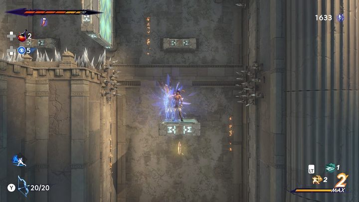 Coin #2 in Sacred Archives is in the southern part of the region, at the end of a longer platforming section - Prince of Persia The Lost Crown: All Xerxes coins - Secrets and Collectibles - Prince of Persia The Lost Crown Guide