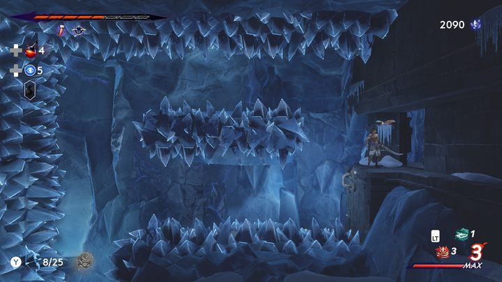 Inside an icy hidden cave in the southern part of the region - Prince of Persia The Lost Crown: All Xerxes coins - Secrets and Collectibles - Prince of Persia The Lost Crown Guide
