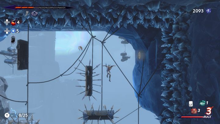 At the top of a large room with treacherous platforms - Prince of Persia The Lost Crown: All Xerxes coins - Secrets and Collectibles - Prince of Persia The Lost Crown Guide