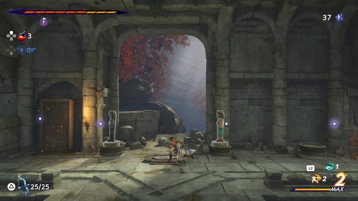 Upon arrival, you can familiarize yourself with the clues written on the stone tablet - Prince of Persia The Lost Crown: How to solve the statues puzzle? - FAQ - Prince of Persia The Lost Crown Guide