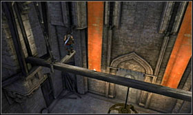 Use the poles and beams to get to the platform, and then jump onto one of the flags - Walkthrough - The Stables - Walkthrough - Prince of Persia: The Forgotten Sands - Game Guide and Walkthrough