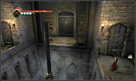 Once below, run up the door and jump onto the lever - Walkthrough - The Stables - Walkthrough - Prince of Persia: The Forgotten Sands - Game Guide and Walkthrough