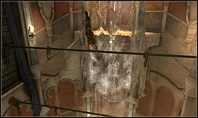 Jump onto the pole, freeze time and jump onto the water cascade - Walkthrough - The Baths - Walkthrough - Prince of Persia: The Forgotten Sands - Game Guide and Walkthrough