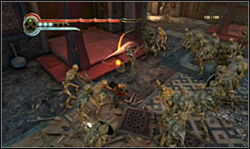 Eventually ride down the flag and deal with the group of enemies - Walkthrough - The Royal Chambers - Walkthrough - Prince of Persia: The Forgotten Sands - Game Guide and Walkthrough