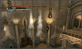 Afterwards jump onto the cascades, go pass the first one, freeze time, bounce off, let the time flow and get to the terrace fragment - Walkthrough - Final Climb - Walkthrough - Prince of Persia: The Forgotten Sands - Game Guide and Walkthrough