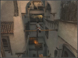 Enter the board sticking out of the annex on the right side and turn to its left branch - The Streets of Babylon - Walkthrough - Prince of Persia: The Two Thrones - Game Guide and Walkthrough