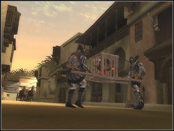 After crossing the gate of the fortress the grating will fall down with the slam railing you from enemies - The Fortress - Walkthrough - Prince of Persia: The Two Thrones - Game Guide and Walkthrough