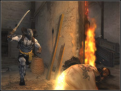 Run down over the narrow gallery and further on to the left - The Arena Tunnel - Walkthrough - Prince of Persia: The Two Thrones - Game Guide and Walkthrough