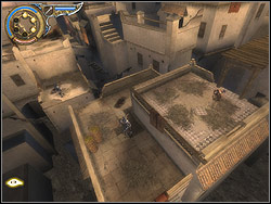 Go over the wooden bridge straight ahead - The Dark Alley - Walkthrough - Prince of Persia: The Two Thrones - Game Guide and Walkthrough