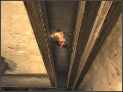 Just after entering the building go left to the catwalk spreading over the precipice - The Dark Alley - Walkthrough - Prince of Persia: The Two Thrones - Game Guide and Walkthrough