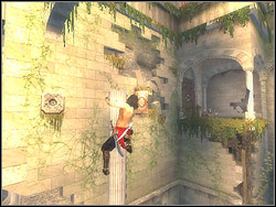 There is a relief in the wall of the huge pillar opposite - The Temple Rooftops - Walkthrough - Prince of Persia: The Two Thrones - Game Guide and Walkthrough