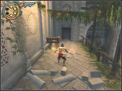 Farah who is watching your actions will help you downing with the arrow the bell hanging near by - The Temple Rooftops - Walkthrough - Prince of Persia: The Two Thrones - Game Guide and Walkthrough