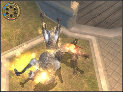 Bounce off the relief to the left and running along the wall horizontally take off from it hard in front of bend - The Temple Rooftops - Walkthrough - Prince of Persia: The Two Thrones - Game Guide and Walkthrough