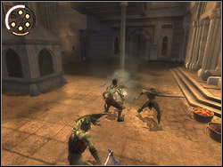 Follow to the right, reach the abyss, then stand near the left wall - The Plaza - Walkthrough - Prince of Persia: The Two Thrones - Game Guide and Walkthrough