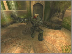 After a few blows, Golem will kneel down so go onto his head - The City Gardens - Walkthrough - Prince of Persia: The Two Thrones - Game Guide and Walkthrough