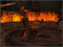 When you take away about half of axeman's energy, you will be able to execute the speed kill attack on both brothers - The King's Road - Walkthrough - Prince of Persia: The Two Thrones - Game Guide and Walkthrough