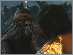 Your lives will be saved by he old man dressed in red whom you rescued in royal workshops and who recognized the Prince of Persia in you - The King's Road - Walkthrough - Prince of Persia: The Two Thrones - Game Guide and Walkthrough