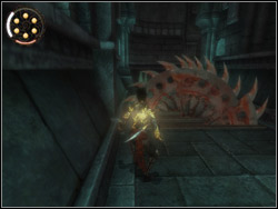 If you dont want to be caught by sharp disc during jumps, begin your first jump when the disc is exactly below you - The Well of Ancestors - Walkthrough - Prince of Persia: The Two Thrones - Game Guide and Walkthrough