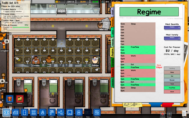 The shower should be considerably big - sooner or later, all prisoners will have to use it, so there has to be room for them - Shower - Rooms - Prison Architect - Game Guide and Walkthrough