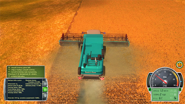 It is a good idea to keep the harvesting assemblies as wide as possible - harvesting takes less time then. - Harvest - Field works - Professional Farmer 2014 - Game Guide and Walkthrough