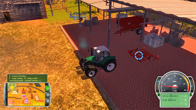 Reverse up to the cultivator and attach it to the tractor. - Getting acquainted with the farm and first works - The Career Mode - Professional Farmer 2014 - Game Guide and Walkthrough