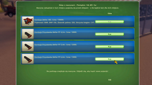 Buy a harvester and the widest harvesting assembly for it. - Getting acquainted with the farm and first works - The Career Mode - Professional Farmer 2014 - Game Guide and Walkthrough