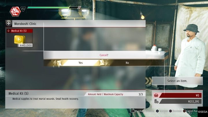 Normal wounds can be healed with food in the restaurant or snacks accessed from the inventory - Starting tips | Judgment - Basics - Judgment Guide
