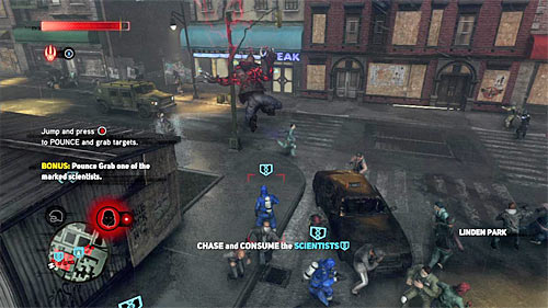 Your task is to chase, grab and consume other three scientists - [Main mission 5] Brain Drain | Main missions - Main missions - Prototype 2 Game Guide