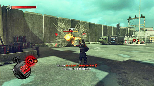 Regardless of how you got the launcher, I suggest using it to destroy the APC located in the front of the facility - [Main mission 7] Feeding Time | Main missions - Main missions - Prototype 2 Game Guide